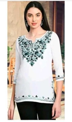 ronics Party Embroidered Women White Top