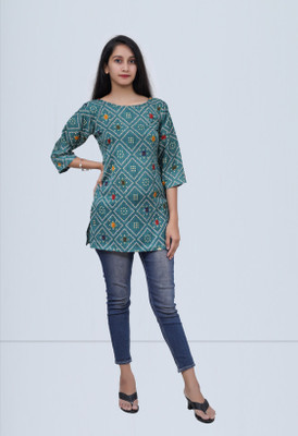 Womme Casual Printed Women Green Top
