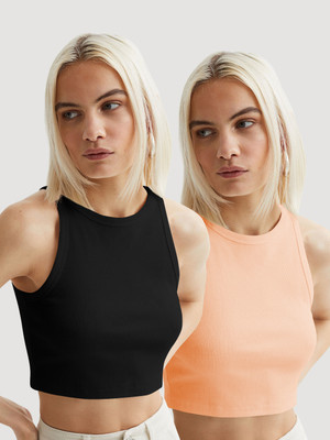 METRONAUT Casual Solid Women Black, Pink Top