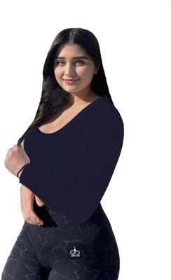 THE BLAZZE Casual Solid Women Blue Top