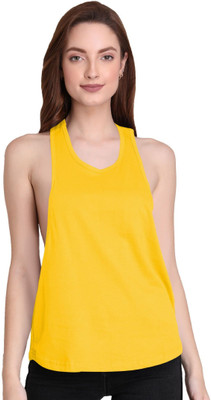 THE BLAZZE Casual Solid Women Yellow Top