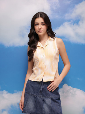 CORSICA Casual Striped Women Orange, White Top