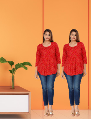 Damsel Casual Printed Women Red Top