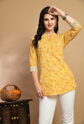 Meesan Casual Printed Women Yellow Top