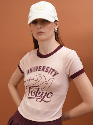 Tokyo Talkies Casual Printed Women Pink Top