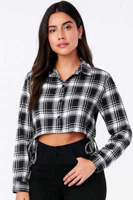 Mugni Casual Checkered Women Black, White Top