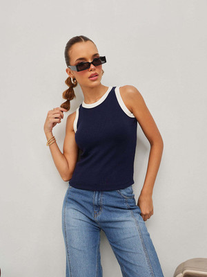 STREET9 Casual Solid Women Blue Top