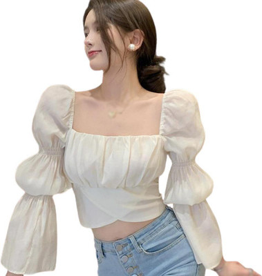NewlookAs Casual Solid Women White Top