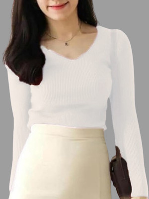 sasafaras Casual Self Design Women White Top