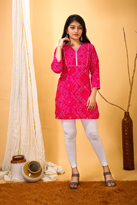 FULPARI Casual Printed Women Pink Top