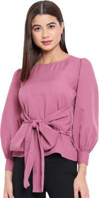 OTIRA Casual Solid Women Pink Top
