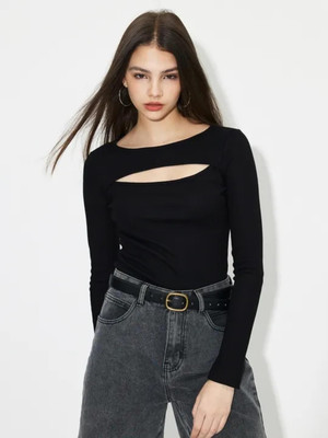 Tanushk Casual Solid Women Black Top