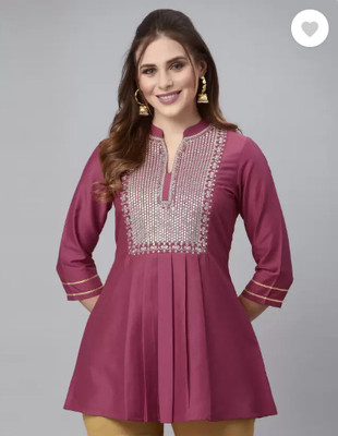 Nandini New Fashion Casual Embellished Women Pink Top
