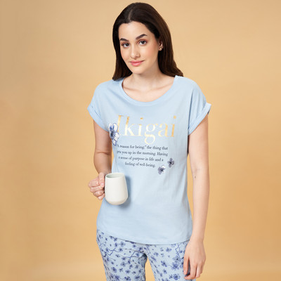 Dreamz by Pantaloons Casual Printed Women Blue Top