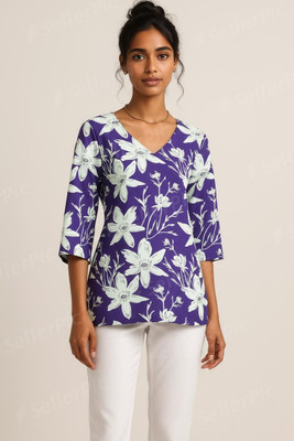 Priyanka Casual Printed Women Purple Top