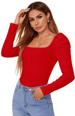 darshak creation Party Solid Women Red Top