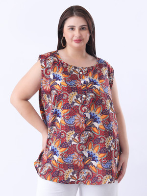 Porearma Casual Floral Print Women Multicolor Top