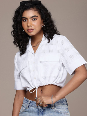 Roadster Casual Checkered Women White Top