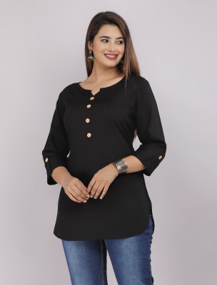 Bhiterwal Casual Solid Women Black Top