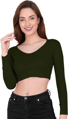 THE BLAZZE Casual Full Sleeve Solid Women Dark Green Top
