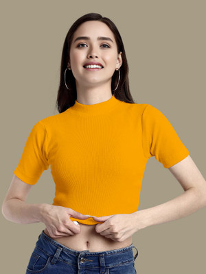 NAVYANKAA Casual Solid Women Yellow Top