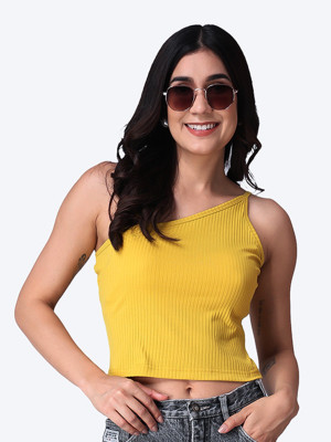 METRONAUT Casual Solid Women Yellow Top