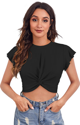 Dhruvil Impex Casual Solid Women Black Top