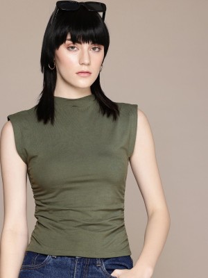 Roadster Casual Solid Women Green Top