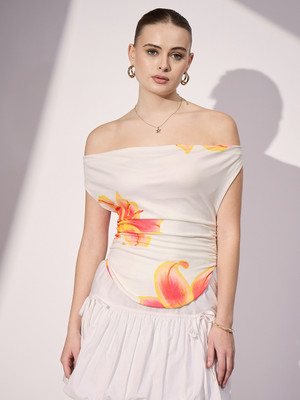 Uptownie Lite Casual Printed Women White Top