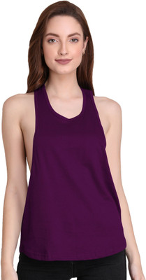 THE BLAZZE Casual Solid Women Purple Top