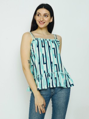 FLAMBOYANT Party Printed Women Light Green Top