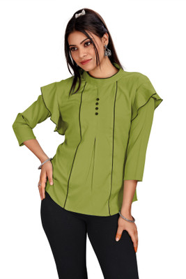 Lolis Party Solid Women Blue Top