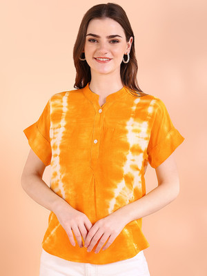 PinkTribe Casual Tie & Dye Women Orange Top