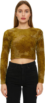 Icw Casual Self Design Women Yellow Top