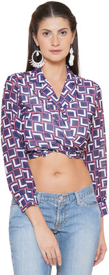 Jakanary Casual Color Block Women Dark Blue, Pink, White Top