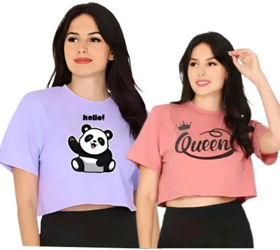 NAVTOLI Casual Graphic Print Women Pink, Purple Top