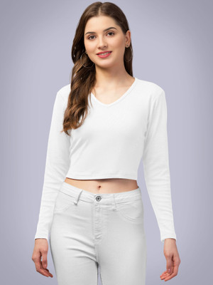 Kashonaa Casual Solid Women White Top