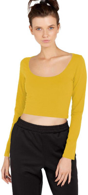 THE BLAZZE Casual Solid Women Yellow Top