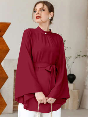 GG Style Casual Solid Women Red Top