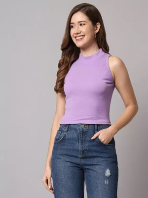 OWN FASHION CLASSIC Casual Solid Women Purple Top