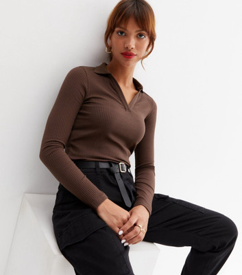 swaggish Casual Solid Women Brown Top