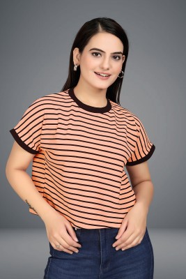 VGHC FASHION Casual Printed Women Orange, Black Top