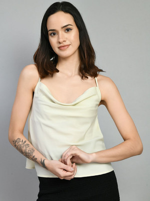 ADRIANA Party Solid Women Beige Top
