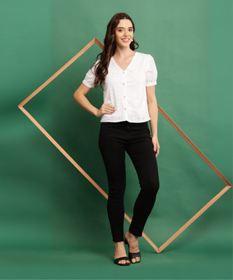 SHAHVEER CREATION Casual Embroidered Women White Top
