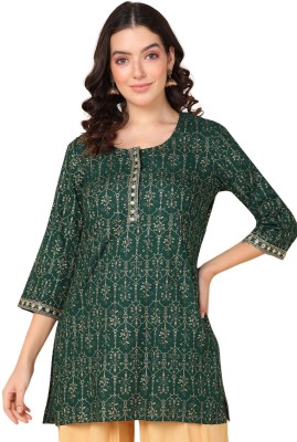 Zelena Casual Printed Women Green Top