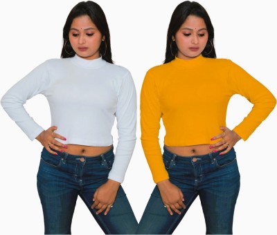 Mr Lier Casual Solid Women Yellow, White Top