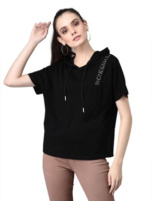 GLOBAL REPUBLIC Casual Solid Women Black Top