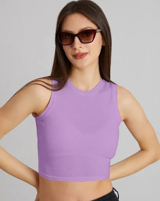 Afterwear Casual Solid Women Purple Top