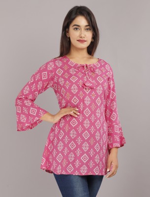 ROHIKA Casual Printed Women Pink Top