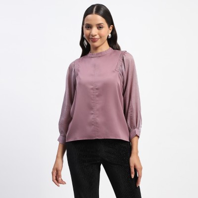 MADAME Casual Solid Women Purple Top